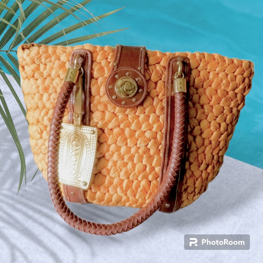 XOXO Woven Straw & Leather Tote